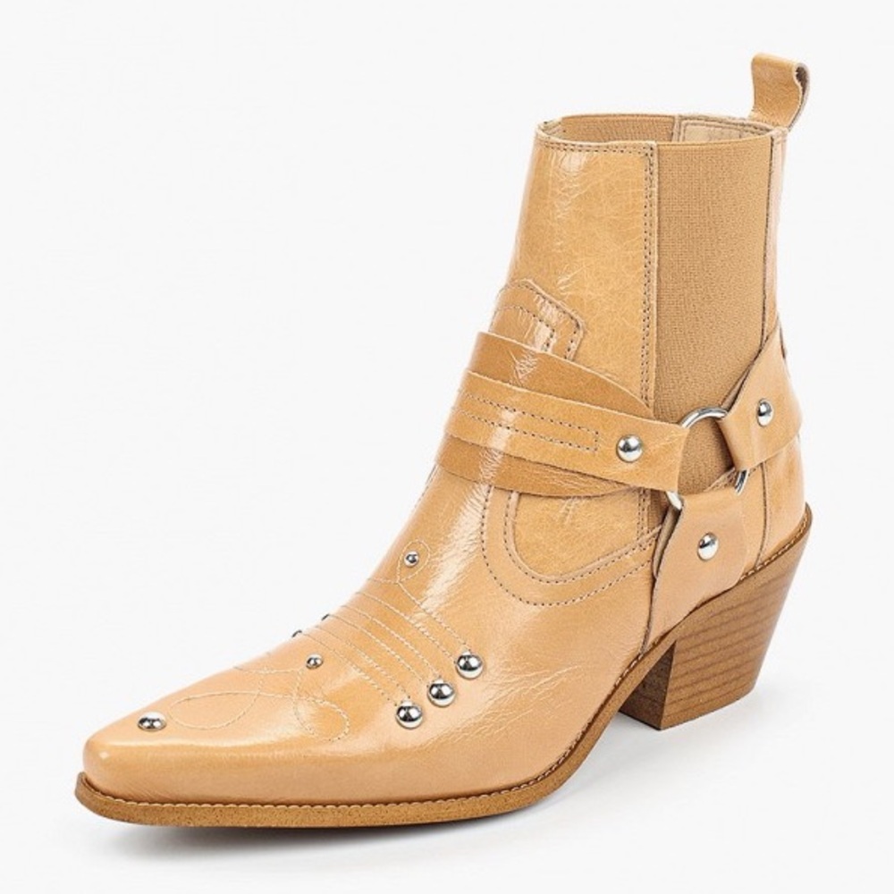 L’Intervalle Tan Made in Spain Western Cowboy Country Ankle Boots (Size 37) - Picture 2 of 11